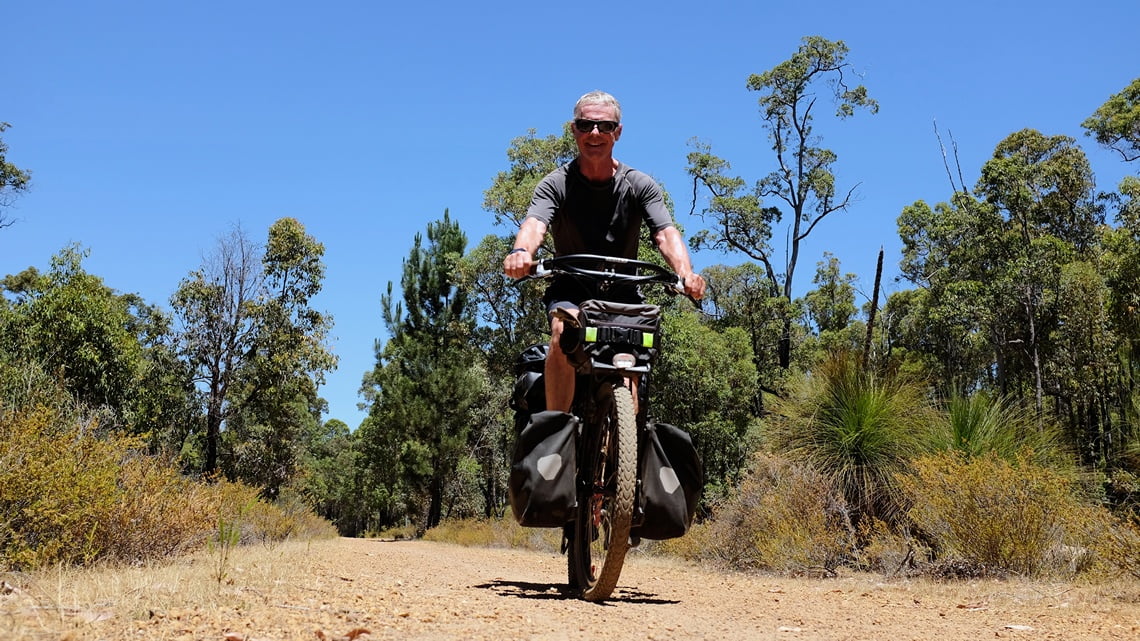 Man on bicycle Munda Biddi Trail