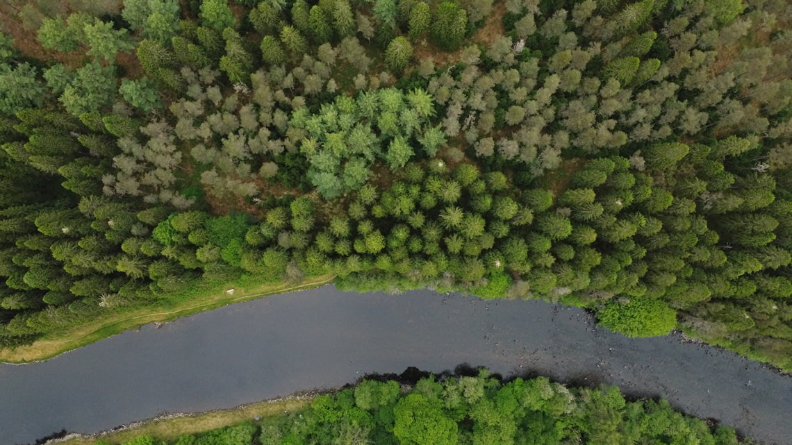 River Oich bend in tress